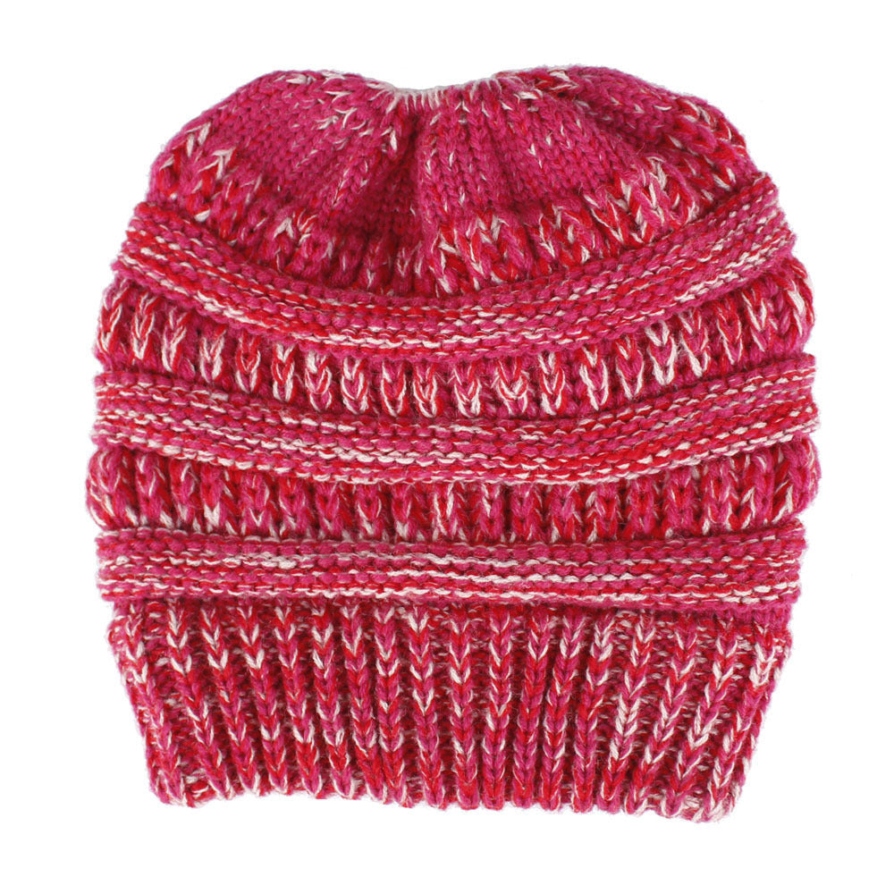 Wholesale Mixed Color Knitted Acrylic Beanie Women's Ponytail Hat